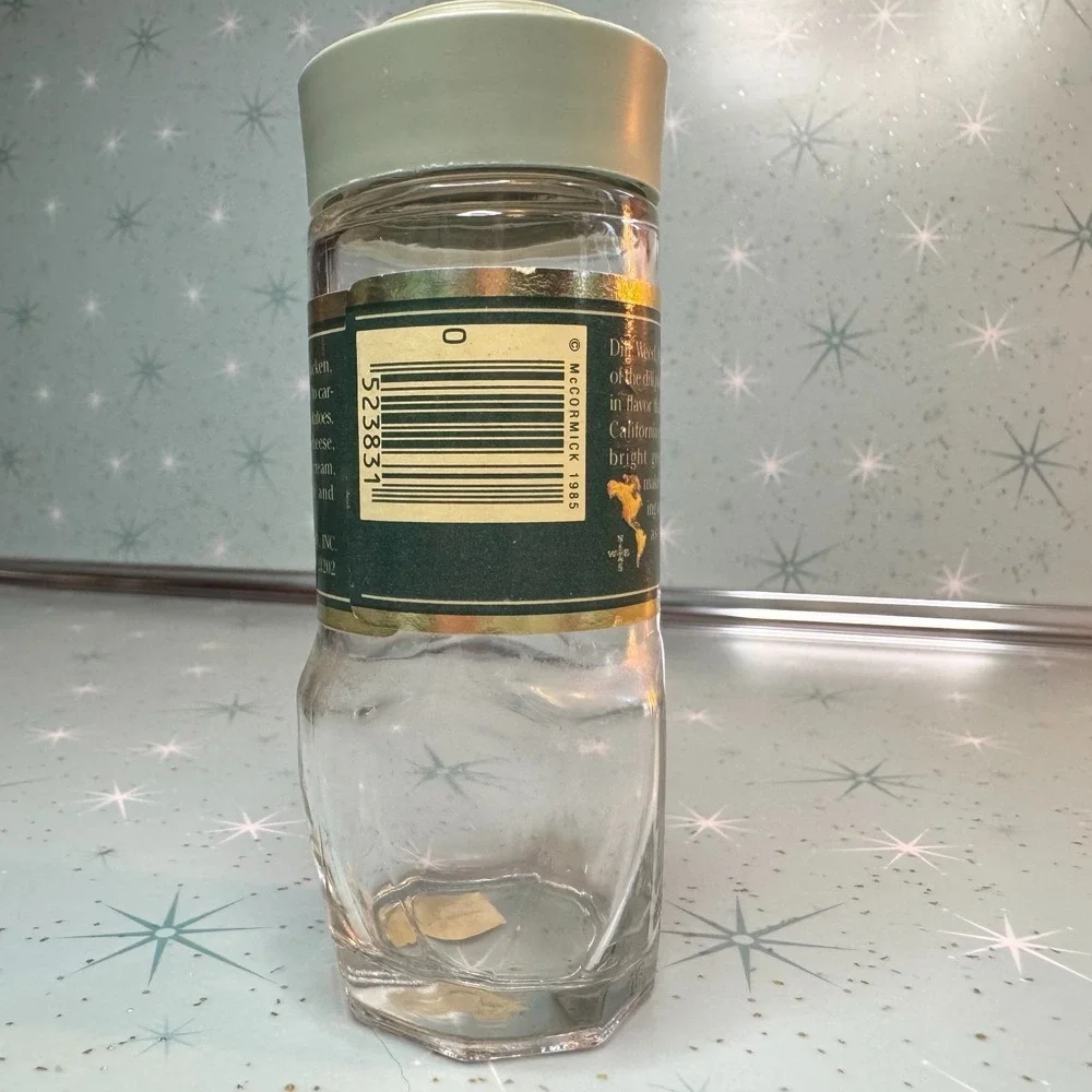 Vintage McCormick Dill Weed Jar Green Label and Lid Glass‎ Spice Bottle Kitchen